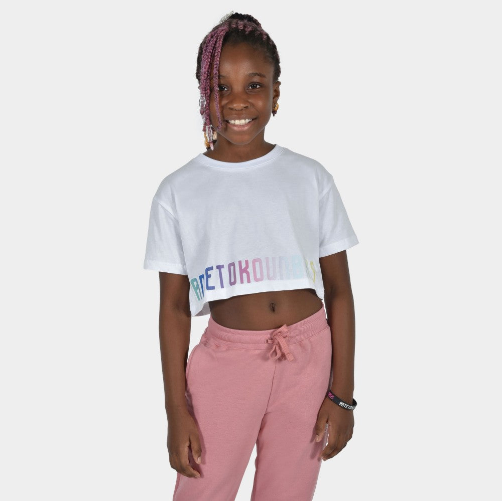 Kids' Crop Top T-shirt Calm  Graffiti White