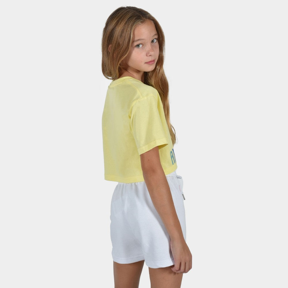 Kids' Crop Top T-shirt Calm  Graffiti White