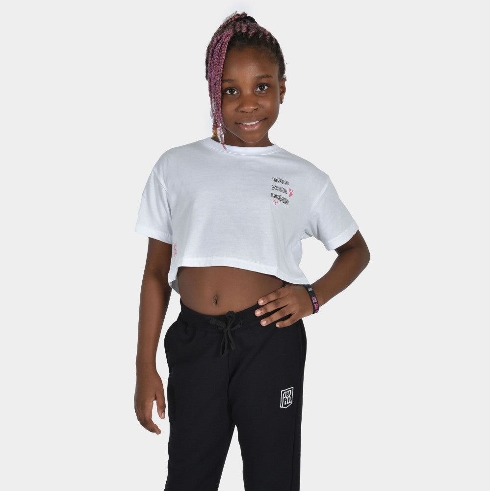 Kids' Crop Top T-shirt Build Your Legacy Graffiti