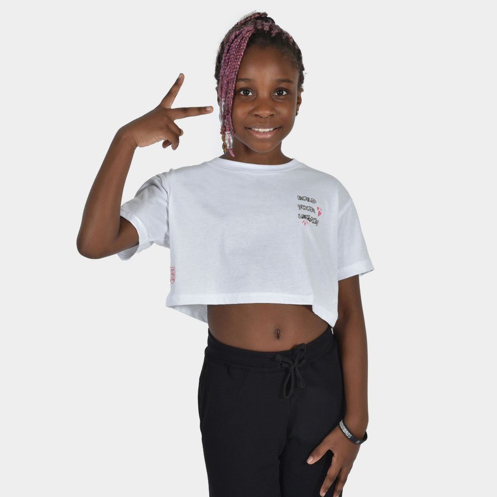 Kids' Crop Top T-shirt Build Your Legacy Graffiti