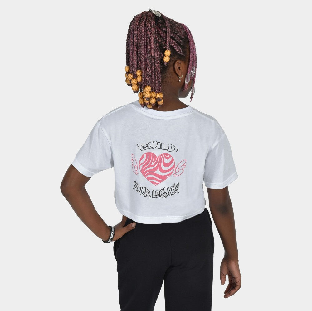 Kids' Crop Top T-shirt Build Your Legacy Graffiti