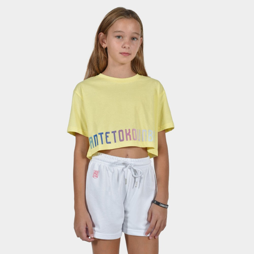 Kids' Crop Top T-shirt Calm  Graffiti White