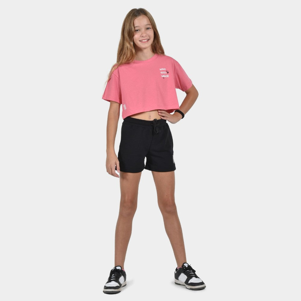 Kids' Crop Top T-shirt Build Your Legacy Graffiti
