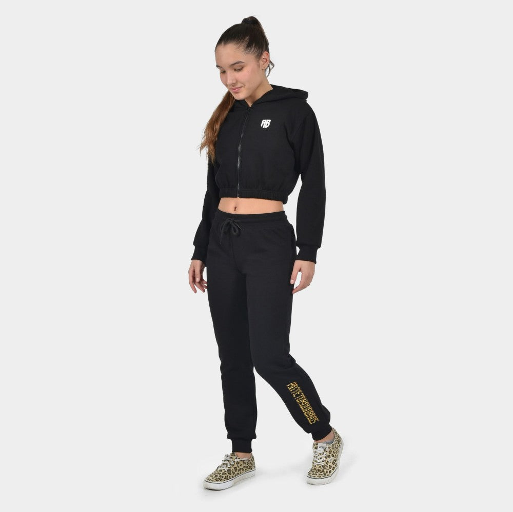 Kids' Crop Top Full Zip Hoodie Leopard Print