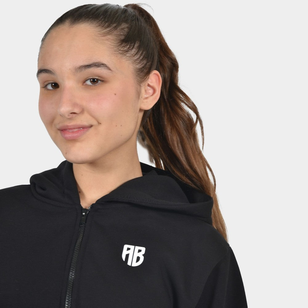 Kids' Crop Top Full Zip Hoodie Leopard Print