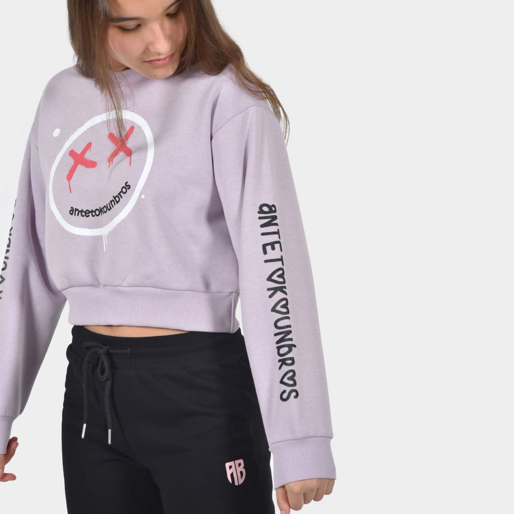 Kids' Crop Top Sweatshirt Smiley