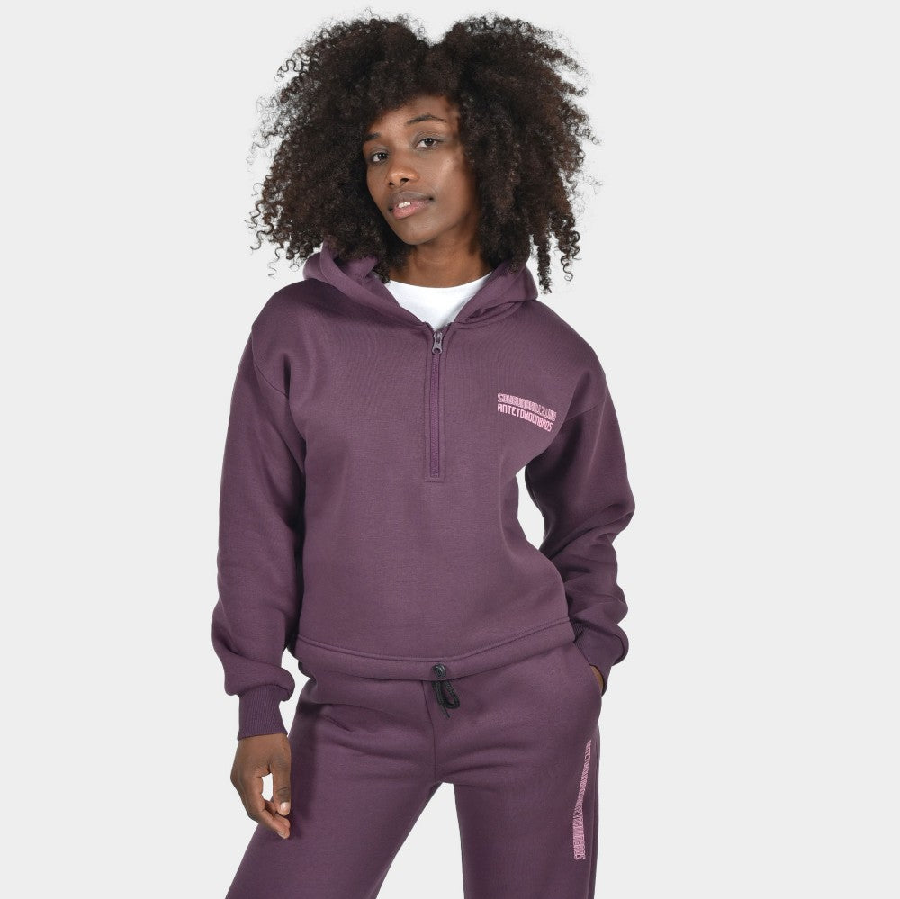 Women's Crop Top Hoodie Half Zip